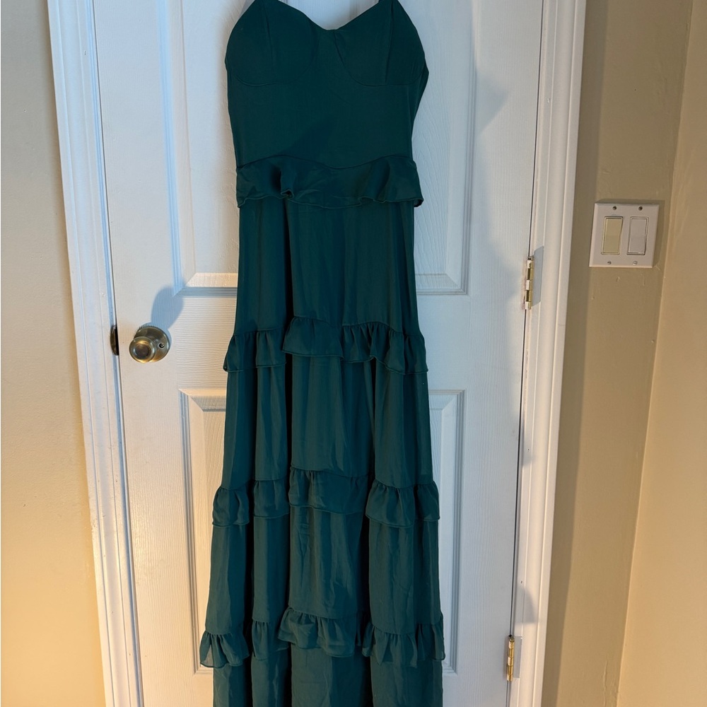 Green Tiered Maxi Dress – Adjustable Straps